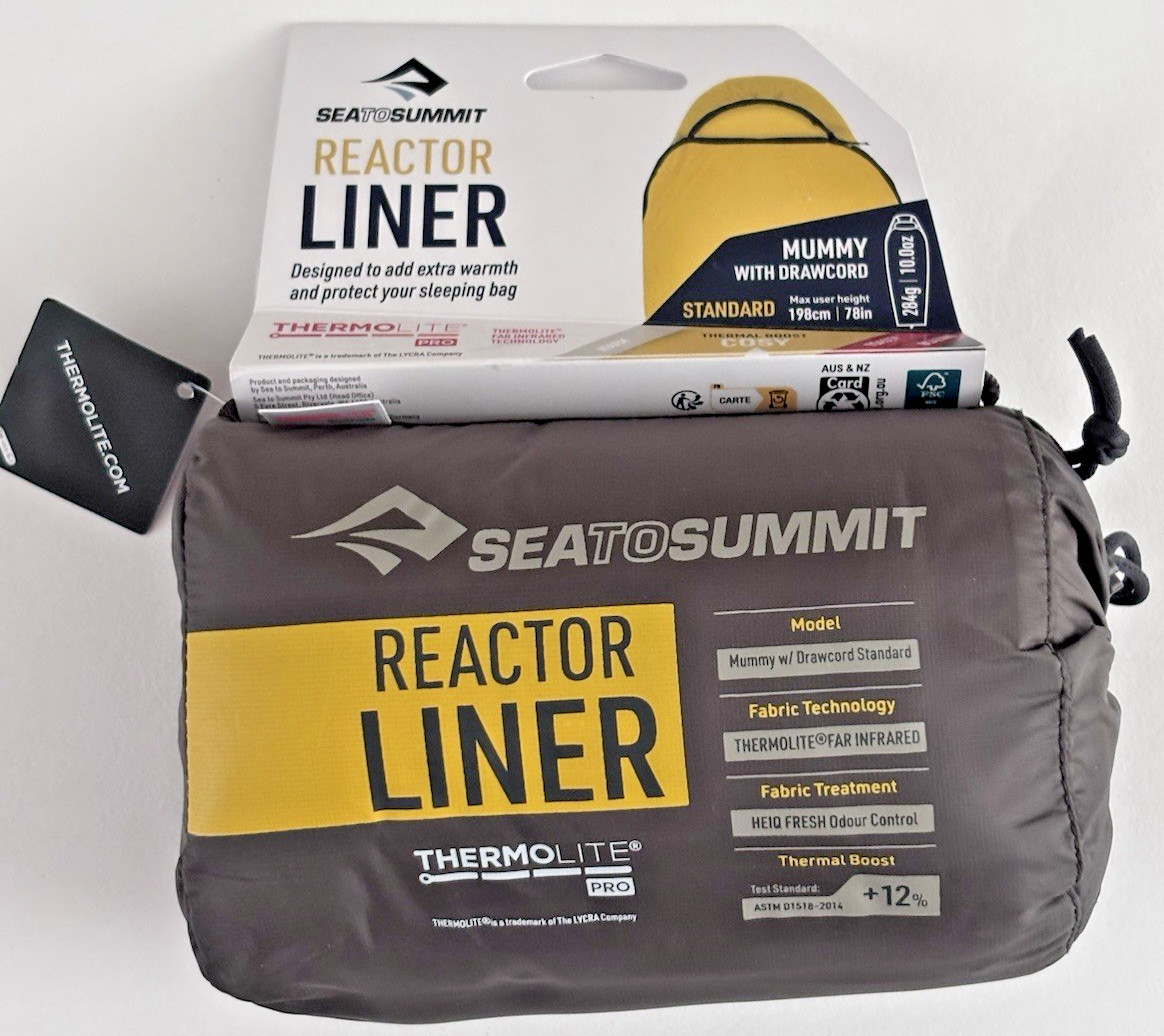 Sea To Summit ThermoLite Reactor Acogedor Amarillo Saco de Dormir Forro - Estándar ¡NUEVO!
