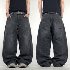 Vintage y2k grunge black faded archive cyber baggy wide leg jeans
