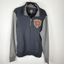 Chicago Bears Sweatshirt Mens M Blue Gray Pullover 1/4 Zip Football NFL 47 Brand
