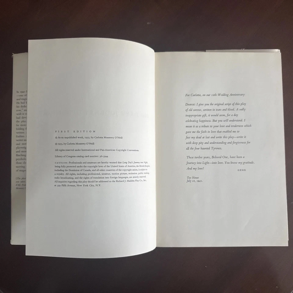 LONG DAY'S JOURNEY INTO NIGHT Eugene O’Neill 1st First Edition 1st Printing Foto 3 de 4