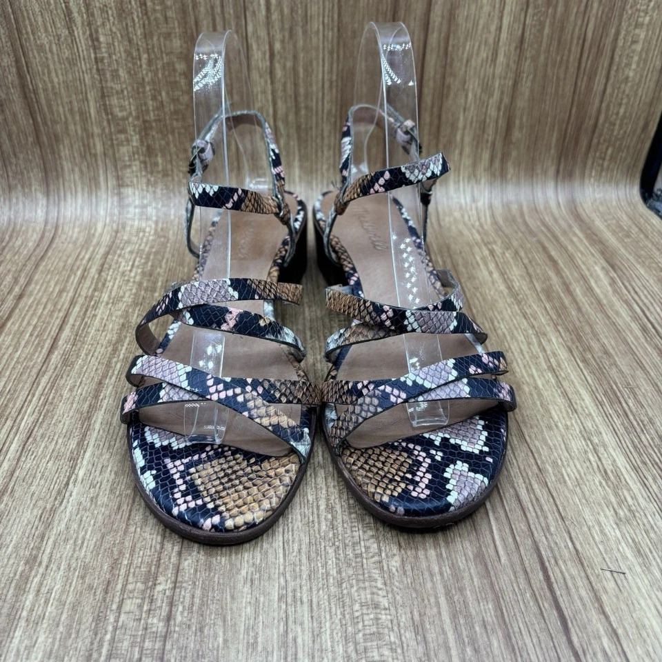 Sandalia Madewell Lori Serpiente Cuero Repujado Tacón Bloque Para Mujer Talla 8.5 Foto 4 de 4