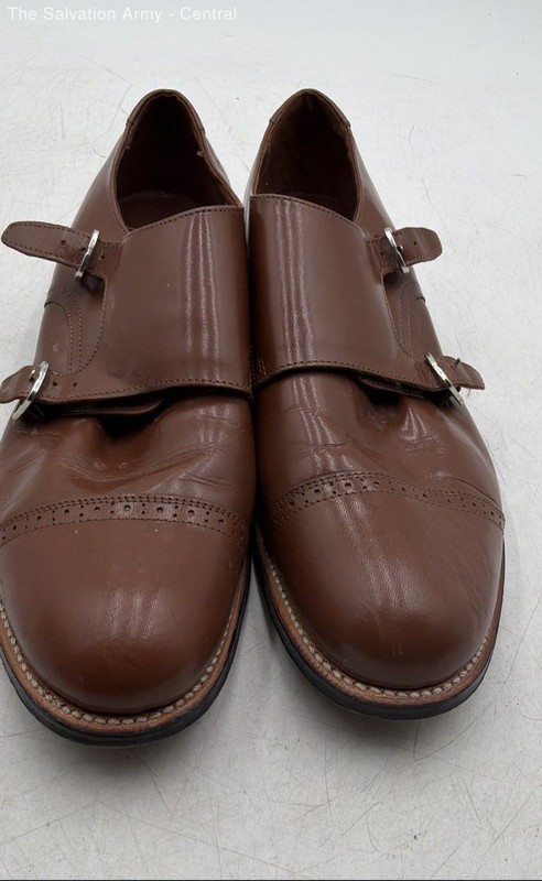 Stacy Adams Mens Brown Leather Cap Toe Monk Strap Dress Shoes Size 9.5EE