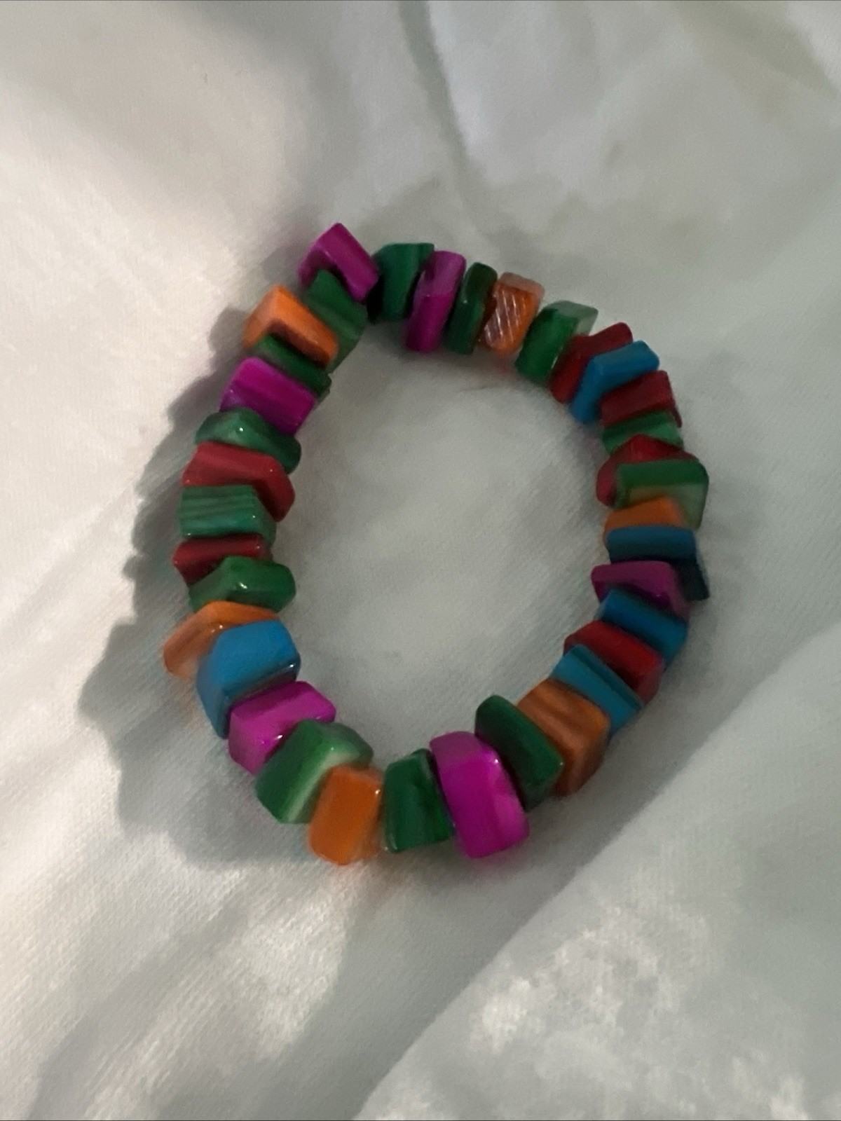 Multi-Color Shell Chip Beaded Stretch Bracelet Bo… - image 2