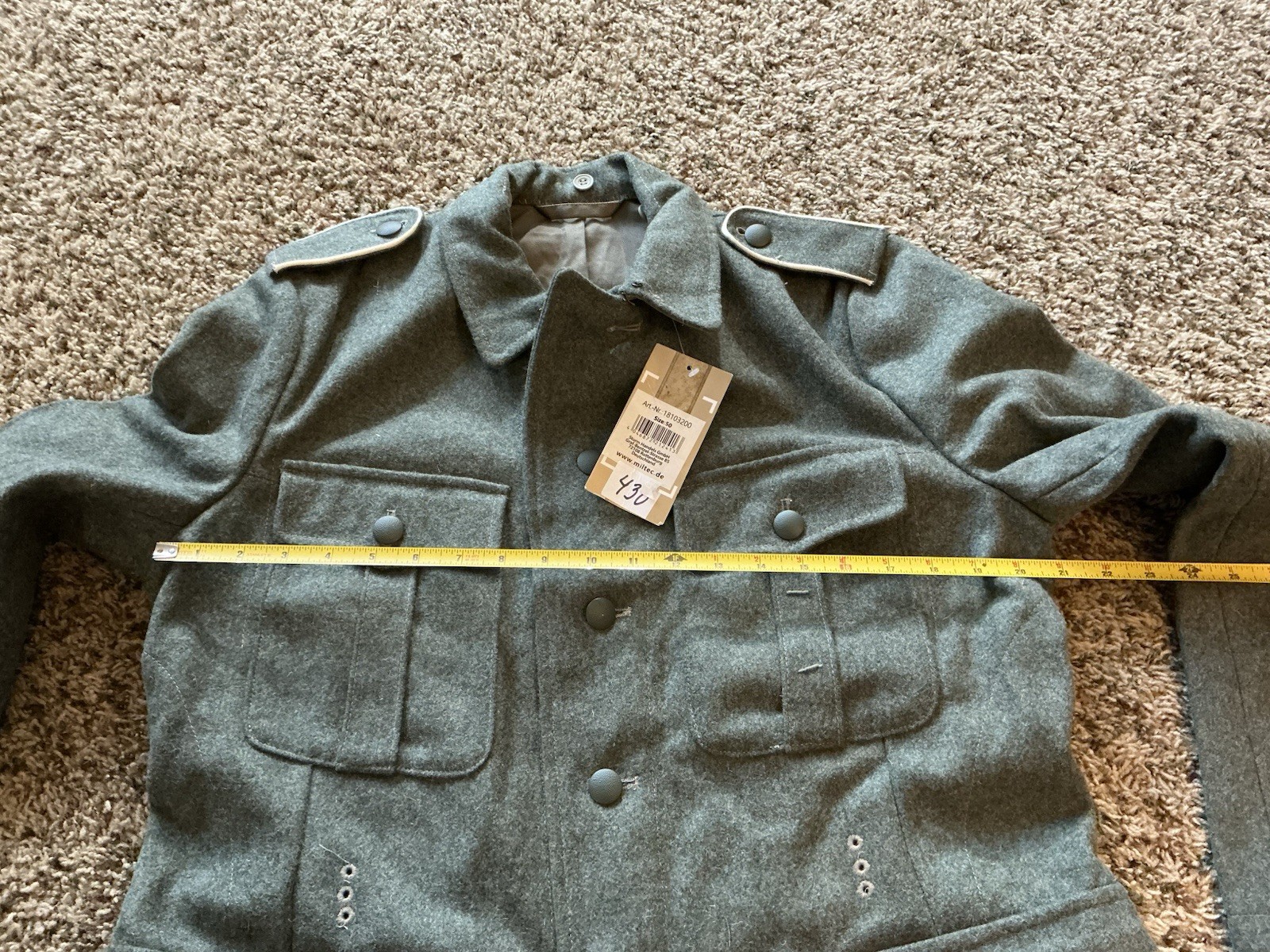 Mil-Tec Jacket Reproduction German Army Wool Size 50 (US Large) New With Tags