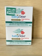 4-Baby Dove Baby Bathing Bar Fragrance Free Moisture Bathing Soap Exp 4/27