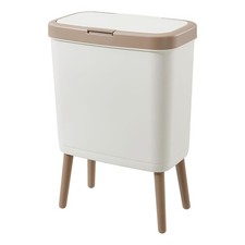 Cream White Tall Leg  Pedal Bin Slim Kitchen Waste Bin Bathroom Bin With Lid