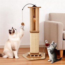 34 Inch Cat Scratching Post For Large Cats Natural Sisal Scratcher With Toy