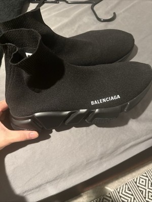 Balenciaga Men s Black Pull-On Sock High-Top Sneakers Logo Athletic
