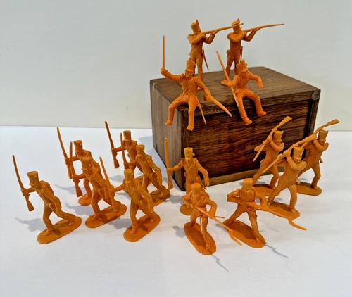 Marx 54 MM Alamo Mexican Shako Infantry Set 16 Orange VINTAGE Plastic Soldiers