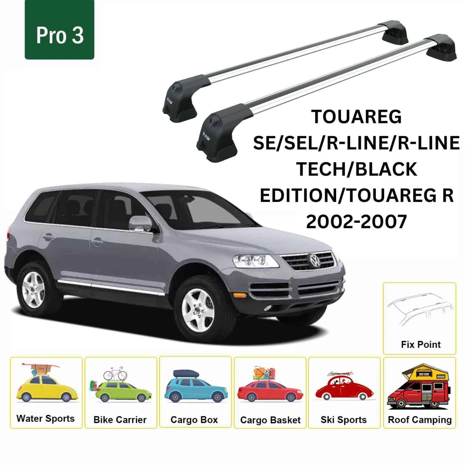 Для Volkswagen Touareg 2002-2007 багажник на крышу поперечная штанга фиксирующая точка Alu серебристый - Изображение 2 из 4