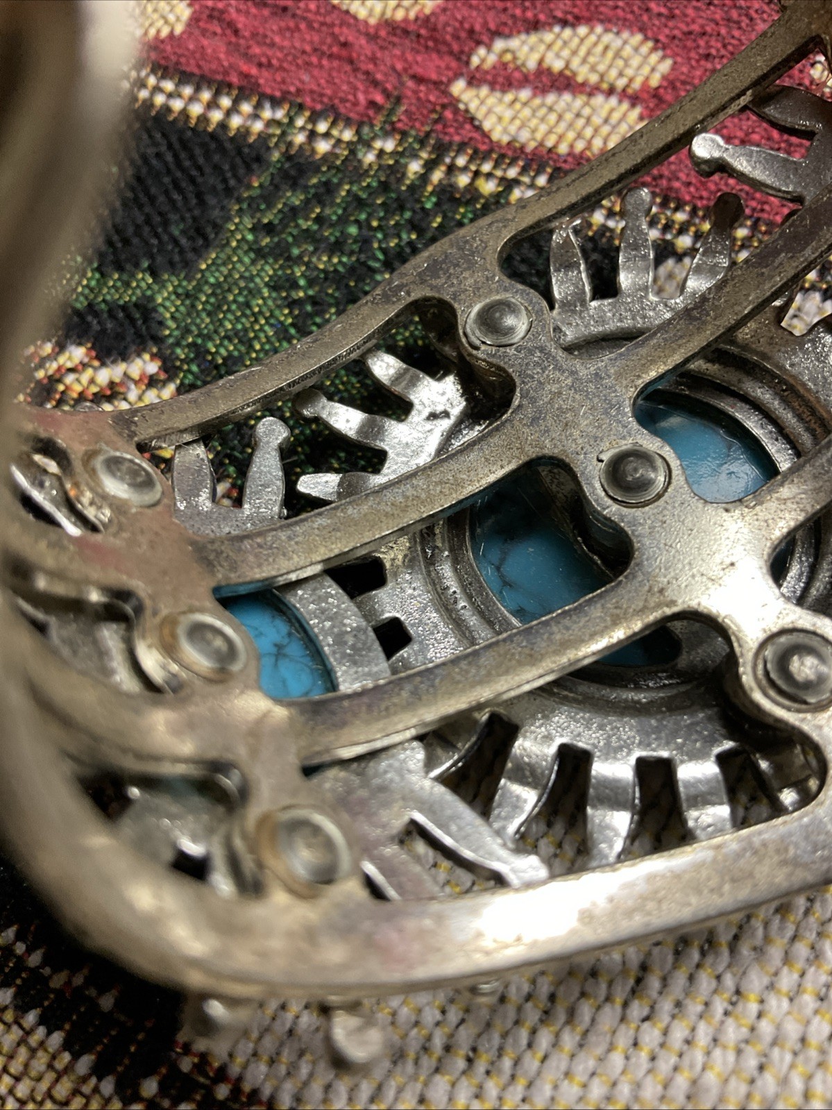 Native Preowned Turquoise Bracelet Silver & Steel… - image 7