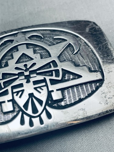 IMPORTANT BERNARD DAWAHOYA VINTAGE HOPI STERLING SILVER BELT BUCKLE - 第 4/7 張圖片