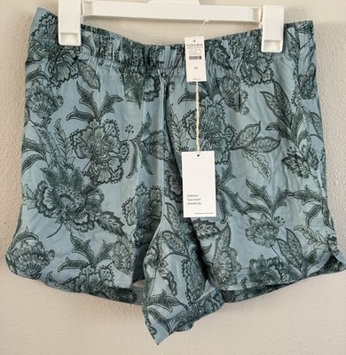 Haven Well Within Womens Floral Lounge Shorts Blue Green Size M NWT