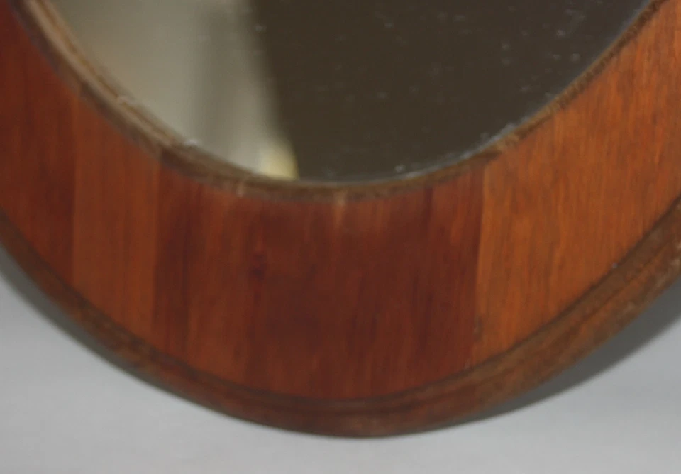 Espejo de pared ovalado de madera rústica Mid Century 13X20,5 Foto 3 de 4