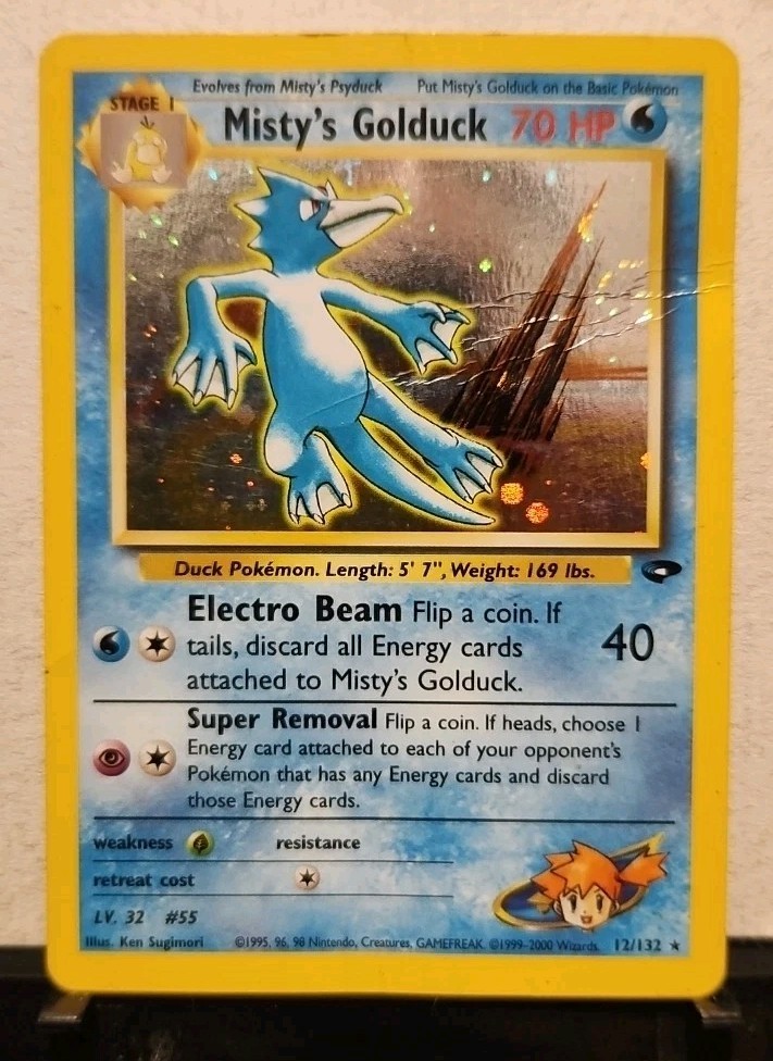 Misty's Golduck 12/132 Holo Rare Gym Challenge Pokemon Card - HP Condition 