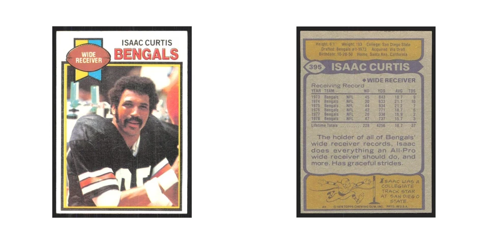 1979 Topps Isaac Curtis Bengals #395.0 - Image 3 of 3