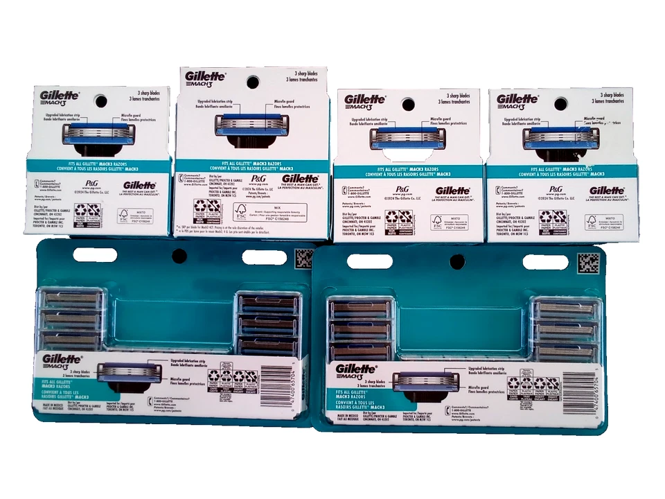 53 X RECARGAS GILLETTE MACH3, 2 PACKS DE 15, 3 PACKS DE 5, 1 PACK DE 8, TOTALMENTE NUEVAS Foto 4 de 4