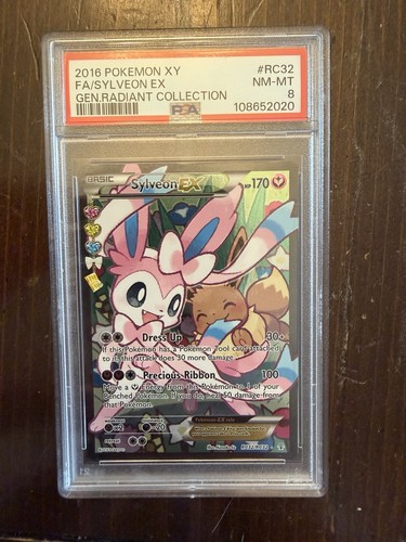 2016 POKEMON XY GENERATIONS RADIANT COLLECTION #RC32 FULL ART/SYLVEON EX PSA 8