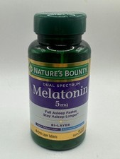 Nature's Bounty Melatonin 5 mg Bi-Layer Tablets 60 ea Pack of 1 Exp 10/2027