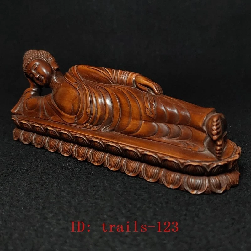 Decoración de estatua de Buda Tathagata de 5,7 pulgadas de boj chino tallado a mano para dormir Foto 2 de 4