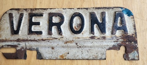 Rare Vintage Verona, Virginia Motorcycle License Plate Topper, Undated