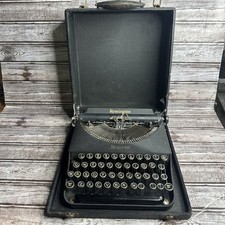REMINGTON Rem•ette Portable Black Typewriter W/Case For Parts Repair Restore thumbnail