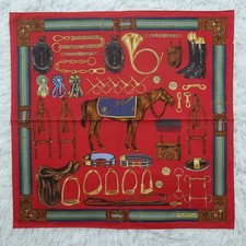 POLO RALPH LAUREN Red Horses Cotton Mini Scarf Pocket Square 19.5" X 19" Q46