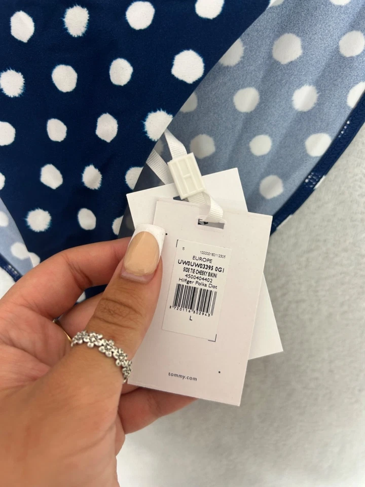 Tommy Hilfiger, Pantalones de bikini para mujer azul marino + blanco a lunares, talla L - Nuevos Foto 2 de 4