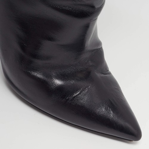 Saint Laurent Niki Size 40.5 Black Leather Over The Knee Boots - 第 7/9 張圖片