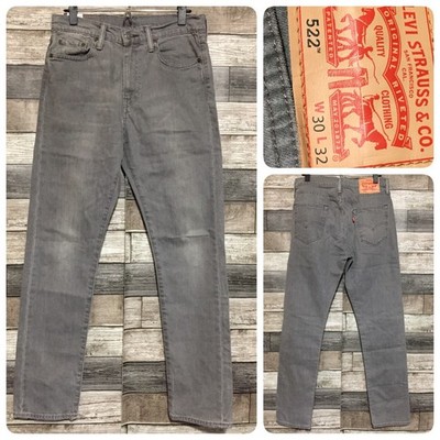 Levi's 522 Slim Taper Jeans Men's 30x32 Gray Denim Stretch Casual