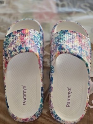 Pammys Damen Schlappen Slip-On Batik mehrfarbig EU 40/ 41 flach offen