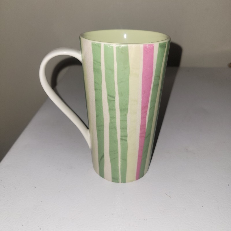 Starbucks Ceramic Mug 2008 Striped 5.5" 14 OZ. Tall Coffee Tea Cup Collectible