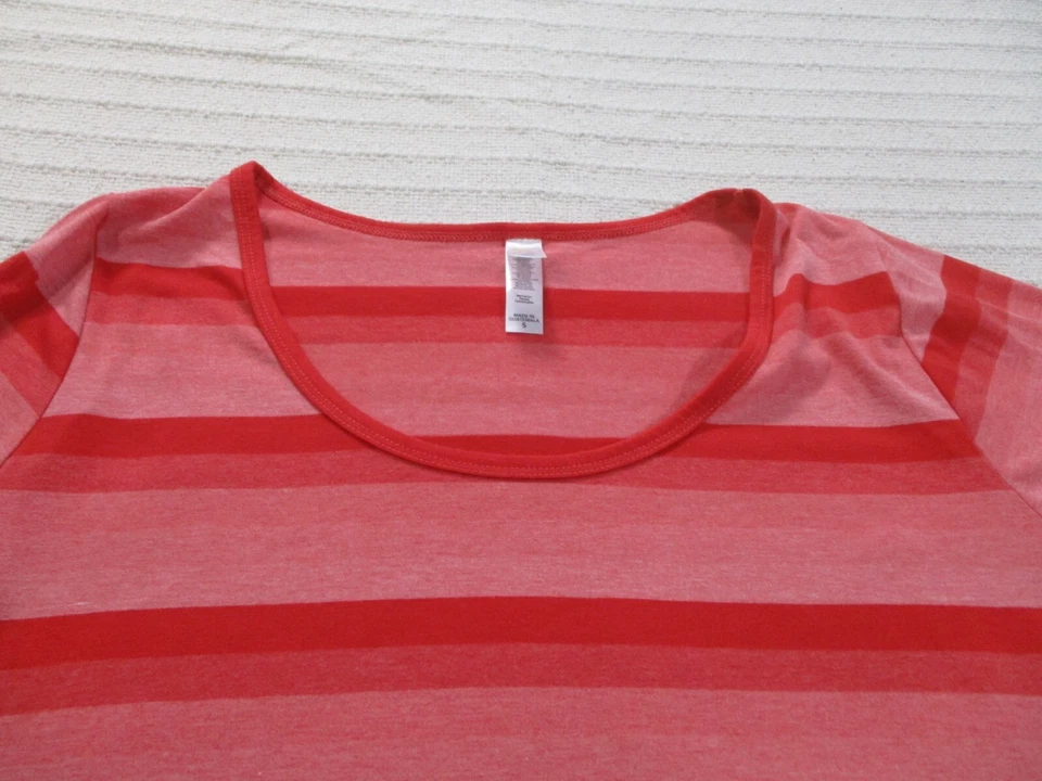 Camisa LulaRoe Mujer Pequeña Roja Rayas Manga Larga Cuello Redondo Poliéster Foto 2 de 4