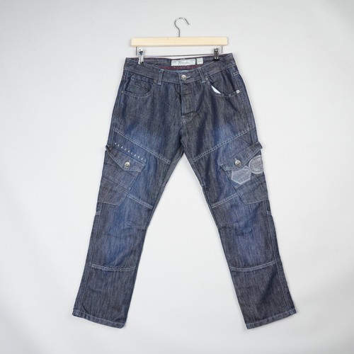 Cross Hatch Cargo Jeans Herren W32 L30 dunkelblau Black Label Hose Stretch Denim