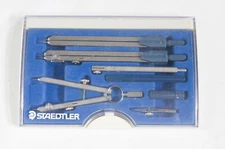 Vintage Staedtler Arco Compass Set Metal 7 Piece Kit