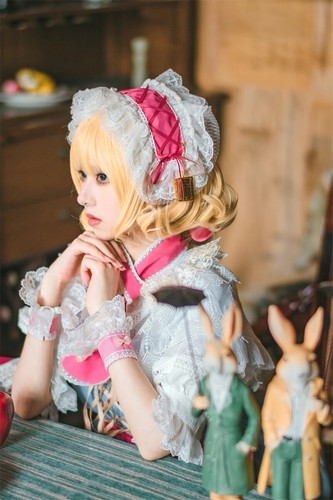 Lolita TouHou Project Alice Cosplay Dress W Hat Women Costume Girl Blue Outfit - Picture 14 of 16