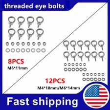 8/12pcs Eye Bolts With Nuts Stainless Steel M4 M6 Tie Down Kit Thread lifting