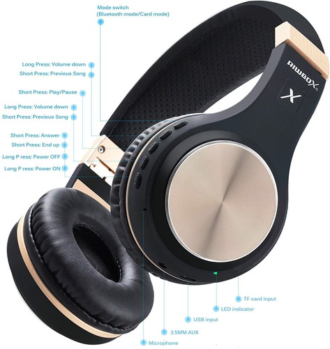 Bluetooth Headphones, Riwbox XBT-80 Wireless foldable Headset Over Ear Bluetooth - Picture 5 of 7