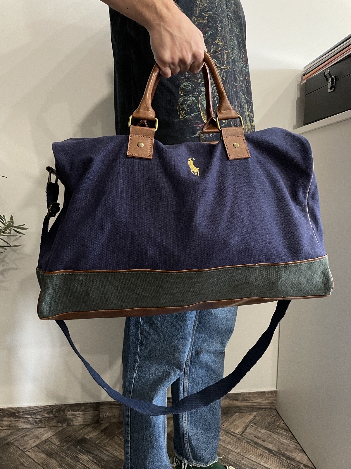 Vintage Polo Ralph Lauren Travel Luggage Bag Navy Bro… Gem