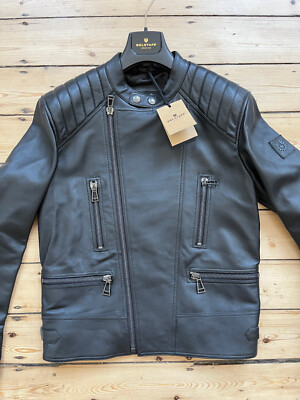 BELSTAFF BLACK LEATHER MOTORCYCLE MEDIUM (UK HALF  PRICE!!