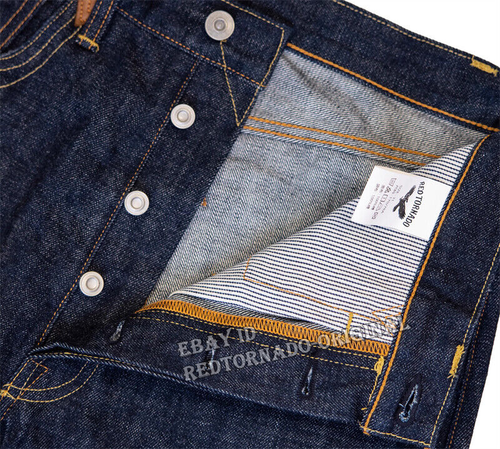 Red Tornado Men's Jeans Vintage 16.5oz Raw Denim Straight Pants Selvedge Onewash - Picture 13 of 20
