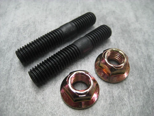 8mm M8x1.25 Exhaust Manifold Stud Set of 2 Studs & 2 Lock Nuts - Ships Fast!