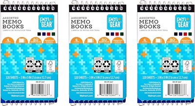 [12 PACK] Pen + Gear - Narrow Ruled Spiral Memo Books - 3'' x 5'' - 80 Sheets NEW