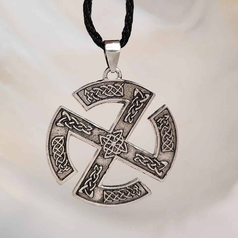 Slawische Sonne Rad Anhänger Halskette Kolovrat Keltischer Knoten Wikinger Nordischer Schmuck - Bild 3 von 4