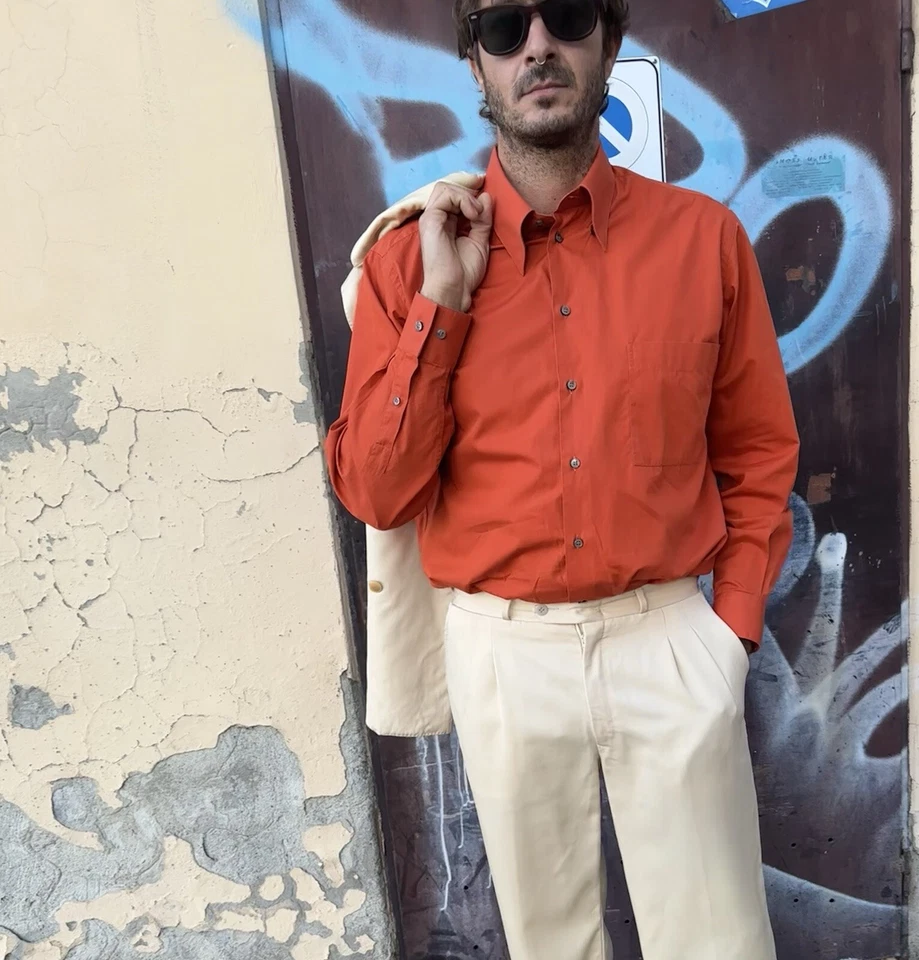 Rara camicia uomo Versace Classic V2 vintage cotone taglia 42 audace anni 90 ... - Immagine 2 di 4