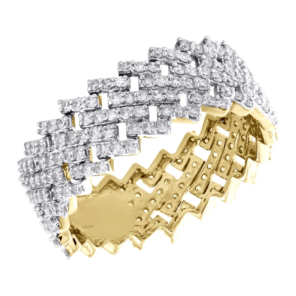 10K Yellow Gold Round Diamond Eternity Band 9mm Prong Set Statement Ring 1.62 CT