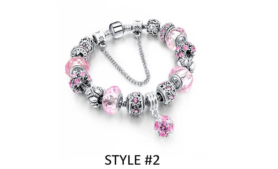 Pulsera con dije de circonita cúbica enchapada en oro blanco de 18 quilates hecha con elementos de Swarovski Foto 2 de 3