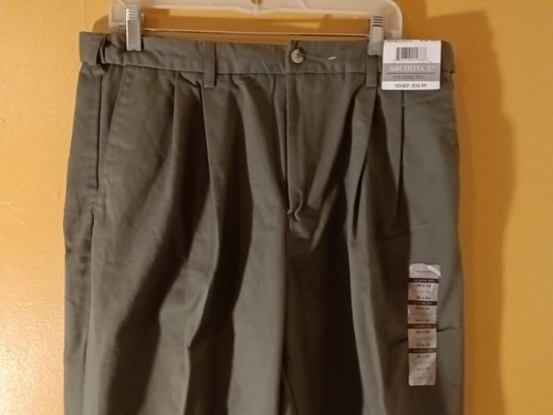 NEU MIT ETIKETT ARCHITECT HERREN KLASSISCHE DBL FALTENVERLÄNGERUNG TAILLE 36 X 29 WRNK RESIST OLIV HOSE - Bild 6 von 14