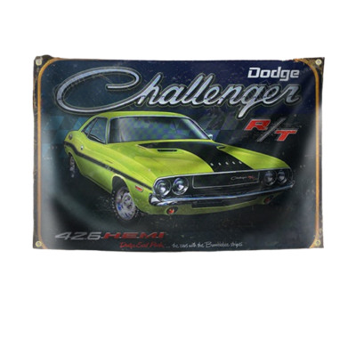 DODGE Challenger Flagge Fahne Banner Garage Bar Deko Oldtimer USA Hemi Muscle V8
