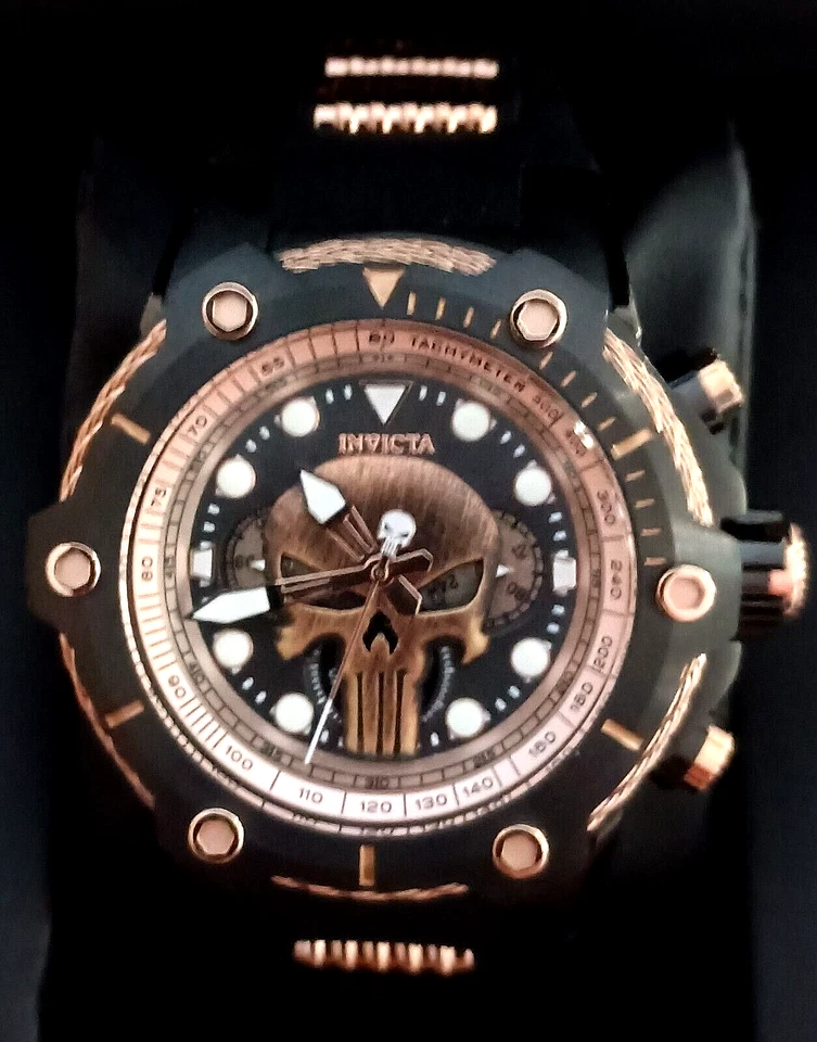 Marvel Comics Invicta 26926 51mm Golden Punisher LE #06/4000 Watch NOS New Box - Image 4 of 4
